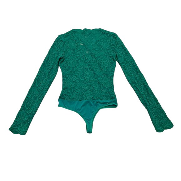 Vintage Y2K bebe Green Lace Mesh Bodysuit – Long Sleeve - Picture 6 of 6